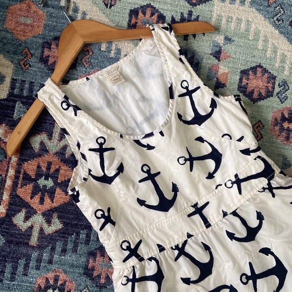 J. Crew dizzy anchors mini dress sleeveless flouncy ruffle cream blue size 2 - Picture 15 of 16